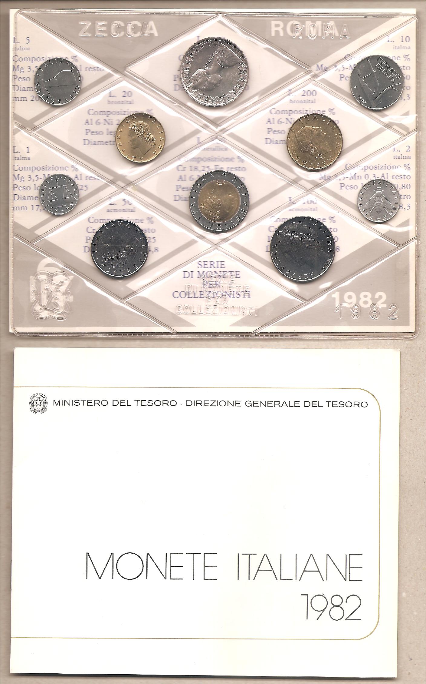 47248 - Italia - serie annuale in confezione IPZS 10 monete con argento - 1982