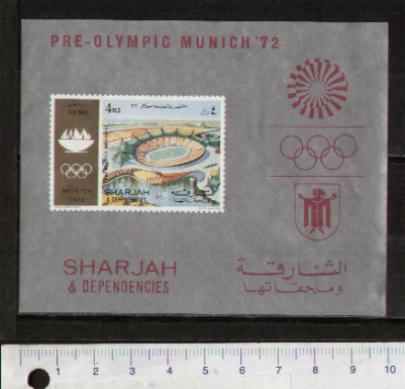 47428 - SHARJAH (ora U.E.A.), Anno 1971-738 * Giochi Olimpici di Monaco - Foglietto completo nuovo senza colla