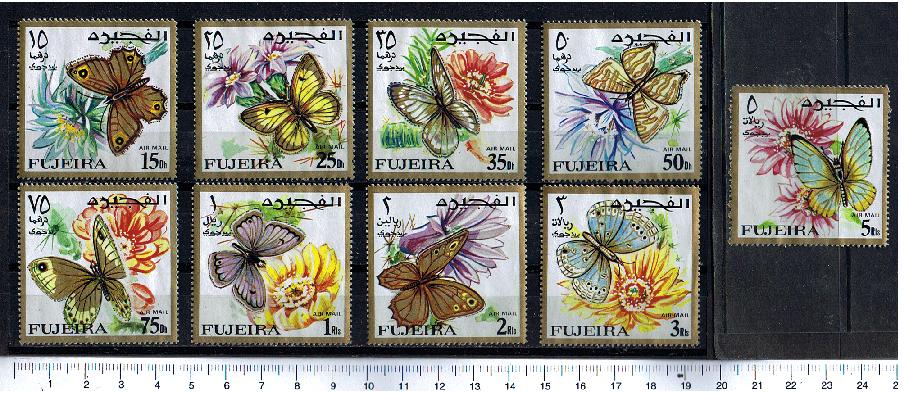 47446 - FUJEIRA, Anno 1967-103-11 *  Fiori e farfalle vari tipi - 9 valori dentellati serie completa nuova senza colla