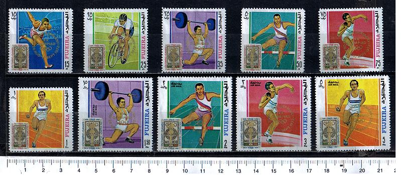 47582 - FUJEIRA, Anno 1969-249-58 *  # 220/29 Olimpiadi Mexico, sovrastampati: pre-olympic Munich - 10 valori serie completa nuova