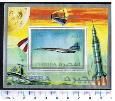 47690 - FUJEIRA, Anno 1971-613F*  Storia del volo: Aerei e conquista dello spazio - Foglietto non dentellato completo nuovo senza colla