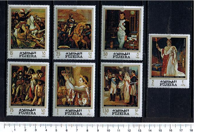 47853 - FUJEIRA, Anno 1970-385-91 *	200 Anni nascita di Napoleone: dipinti famosi  - 7 valori dentellati serie completa nuova