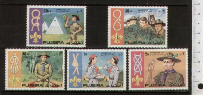 48260 - FUJEIRA, Anno 1971-700-04 * 	Boy Scout World Jamboree  71 - 5 valori serie completa nuova