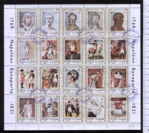 48608 - FUJEIRA, Anno 1972-865-84 * 150 anni morte di Napoleone, dipinti - 20 valori in Blocco serie completa timbrata