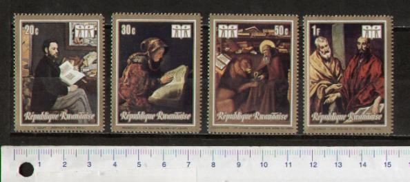 49035 - RWANDA 1973-S-120 * OFFERTA PER RIVENDITORI - Dipinti famosi - 10 seriette uguali di 4 francobolli nuovi - cat. #506/509 - foto parziale