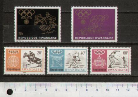 49048 - RWANDA 1968+1971-S-121 * 	Giochi Olimpici - 5 valori serietta nuova - cat. # 266/68+414/415  -