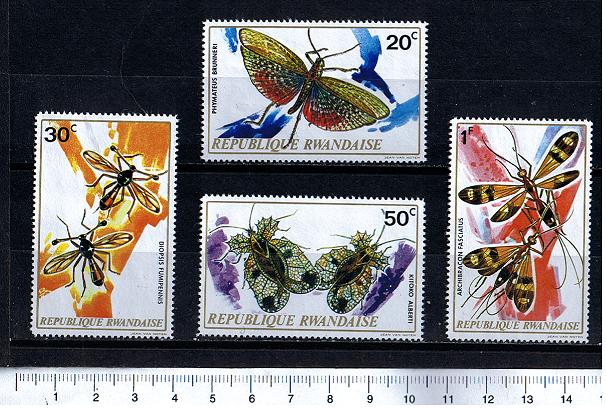 49118 - RWANDA 1973-495/498 * - Farfalle diverse  -  4 valori in serietta nuovi - cat. # 495/498 -