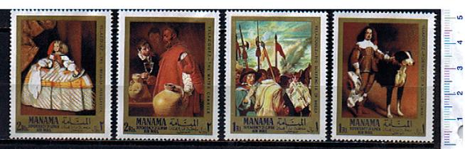 49273 - MANAMA	1968-60/63  * 	Dipinti famosi di Velasquez  - 4 valori serie completa nuova senza colla