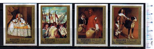 49278 -  MANAMA	1968-60/63 * Dipinti famosi di Velasquez - 4 valori non dentellati serie completa nuova senza colla