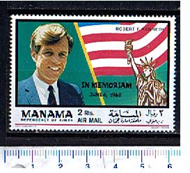 49317 -  MANAMA	1969-230A * Robert Kennedy sovrastampato:  in memoriam -  1 valore dentellato completo nuovo senza colla