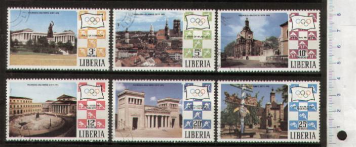 49394 - LIBERIA 1972-LS 127 *  Monaco Citt olimpica - 6 valori serie completa timbrata	