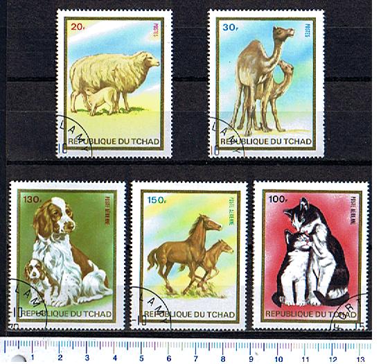 49442 - TCHAD 1972- LS 2999 Animali con cuccioli - 5 valori serie completa timbrata