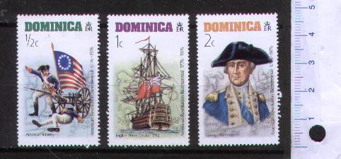 49471 - DOMINICA 1976 LS 24 Bicentenario Rivoluzione Americana - 3 valori nuovi