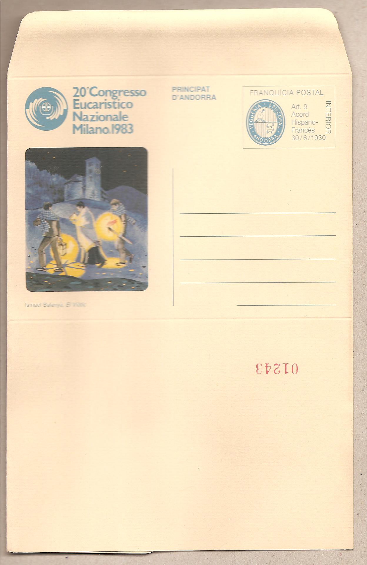 49492 - Andorra - biglietto postale nuova: 20° congresso Eucaristico Nazionale - 1983