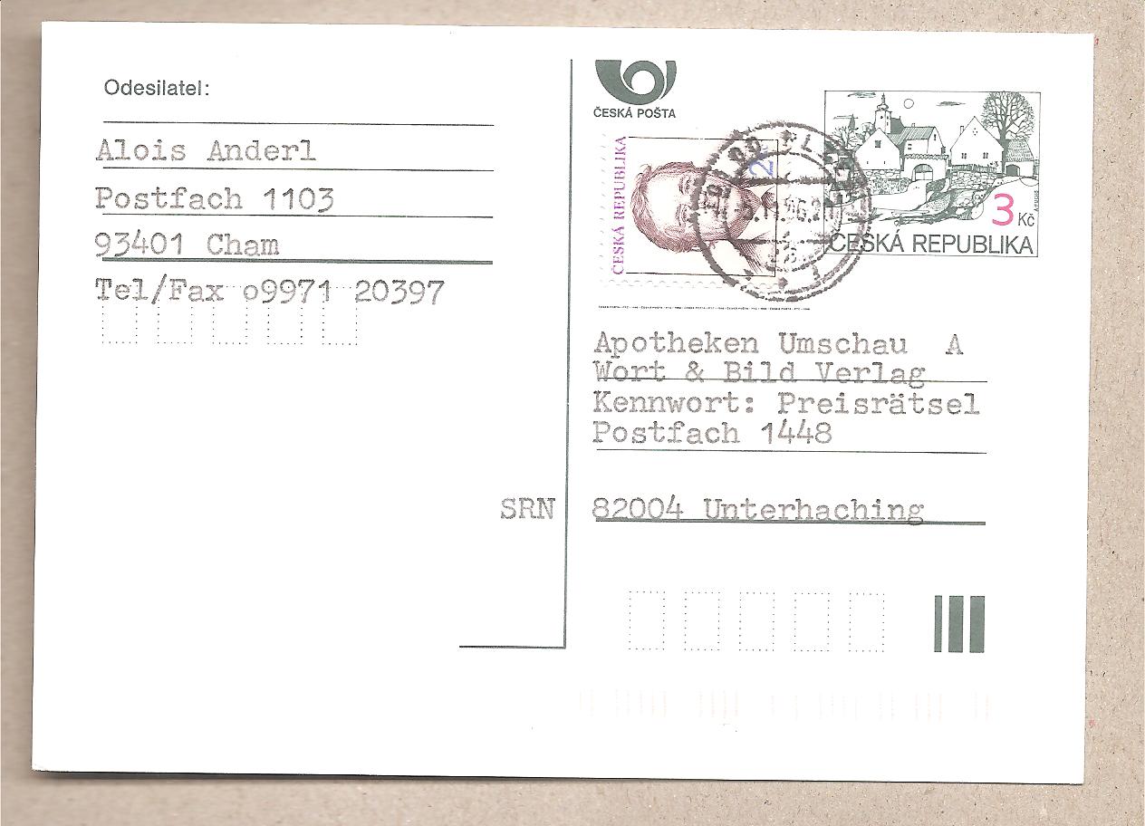 49500 - Rep. Ceca - cartolina postale usata per l estero