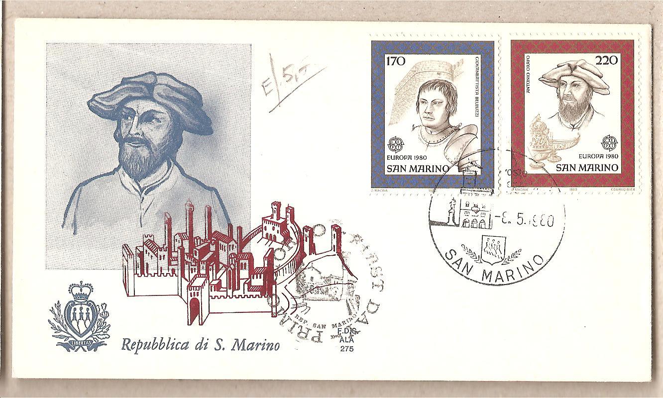 49549 - San Marino - busta FDC con serie completa: Europa CEPT - 1980 * G