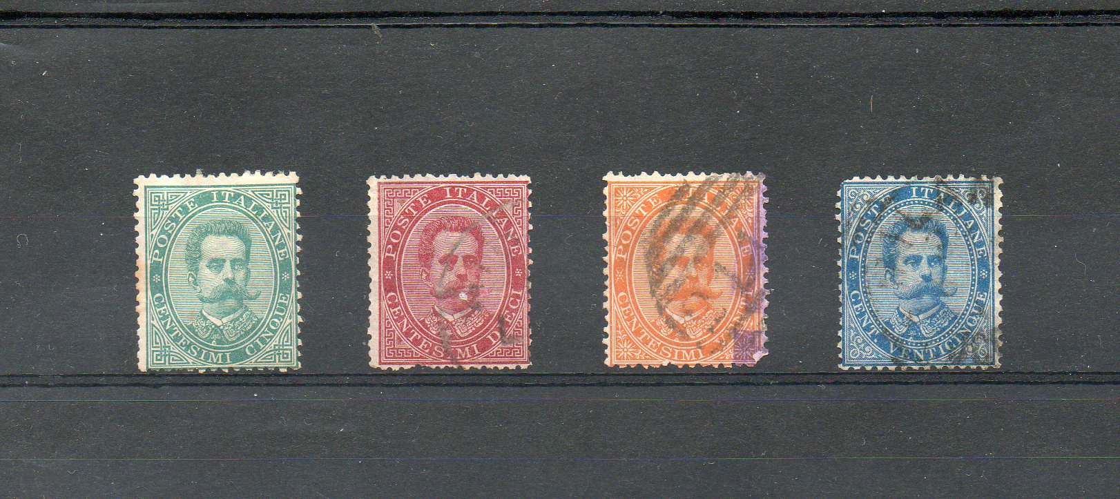 49647 - ITALIA REGNO 1879 - Effigie di Umberto I - 4v. Usato . UNF.n. 37/40