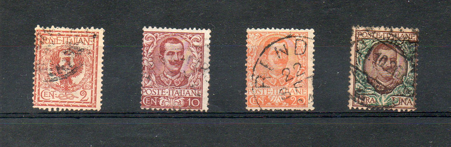 49651 - ITALIA REGNO 1901 - Serie Floreale. 4v. (2c., 10c., 20c, 1L.) Usati . UNF.n. 69-77