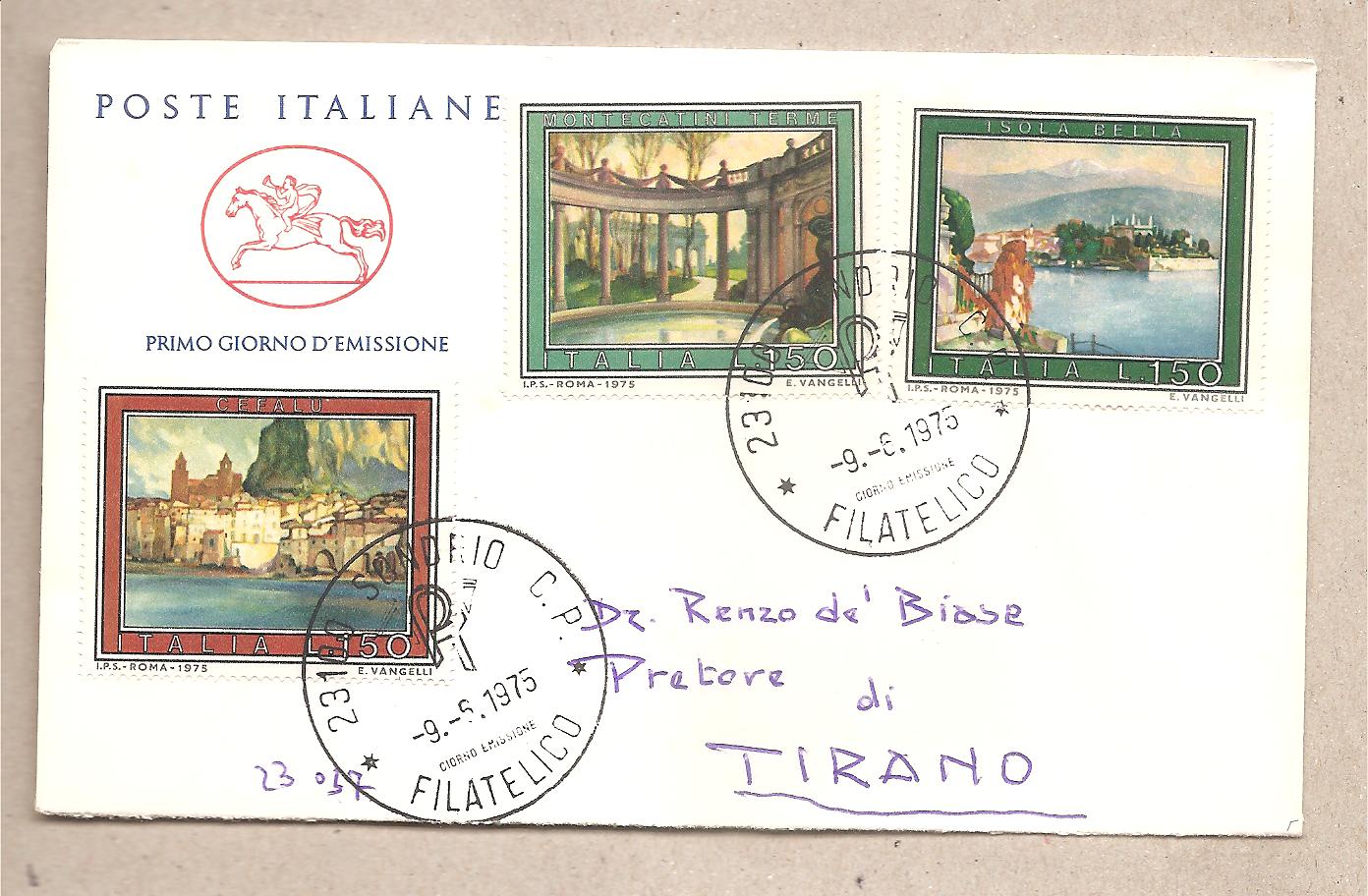 50243 - Italia - busta FDC viaggiata con serie completa:Turistica 2 serie - 1975 * G