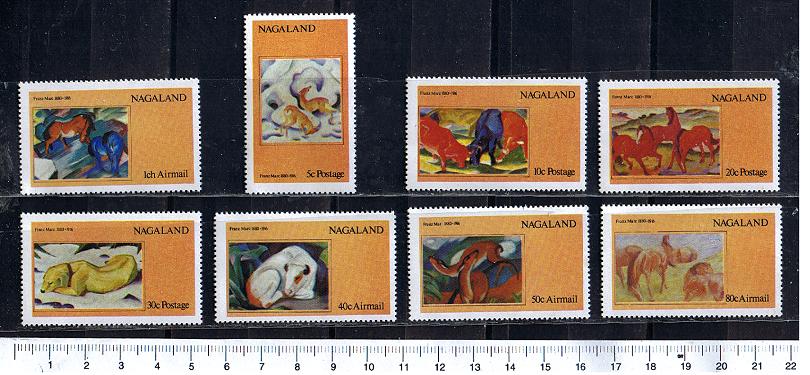 50278 - NAGALAND 1973-154	* Animali dipinti da Franz mark -  8 valori serie completa nuova