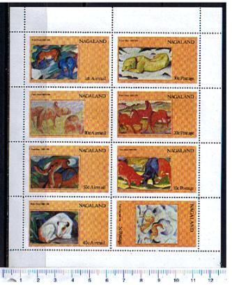 50283 - NAGALAND 1973-154	* Animali dipinti da Franz mark - Blocco di 8 valori serie completa nuova