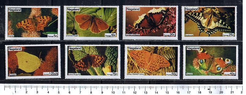 50287 - NAGALAND 1973-156 * 	Farfalle soggetti diversi -  8 valori serie completa nuova