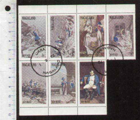 50304 - NAGALAND 1973-S.. *  	Dipinti con Napoleone - 7 valori serietta timbrata