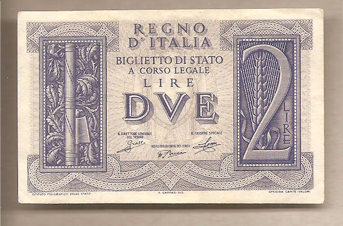 50402 - Italia - banconota circolata SPLENDIDA da 2 Lire  Impero  p-27 - 1939