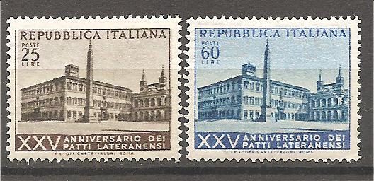 50485 - Italia - serie completa nuova: 25 anniversario dei Patti Lateranensi - 1954 * G