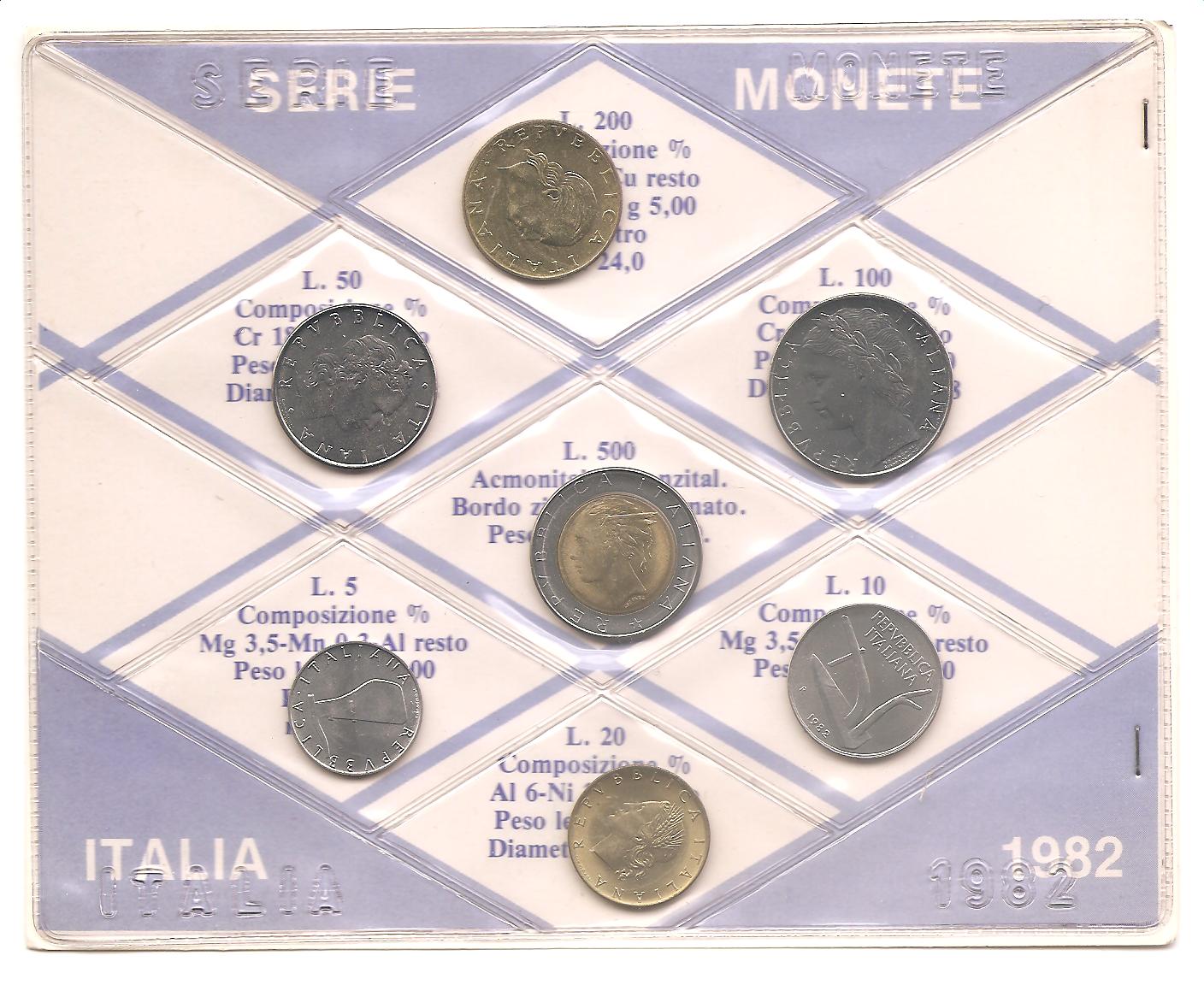 50525 - Italia - serie di monete a corso legale Fior di Conio in normale circolazione - 1982