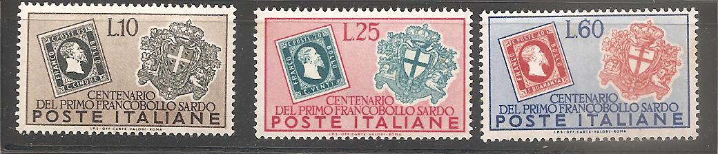 50538 - Italia - serie completa nuova: Centenario dei primi francobolli sardi - 1951 * G