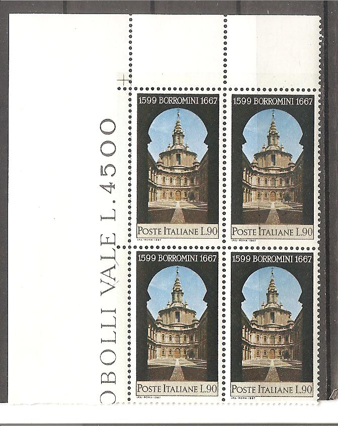 50564 - Italia - serie completa nuova in quartina: 3 centenario della morte di Francesco Borromini - 1967 * G