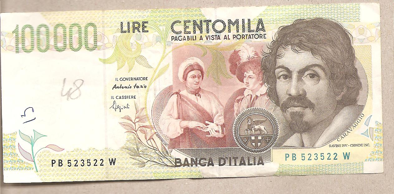 50629 - Italia - banconota circolata da 100.000 Lire  Caravaggio 2 tipo  - P-117a 1995