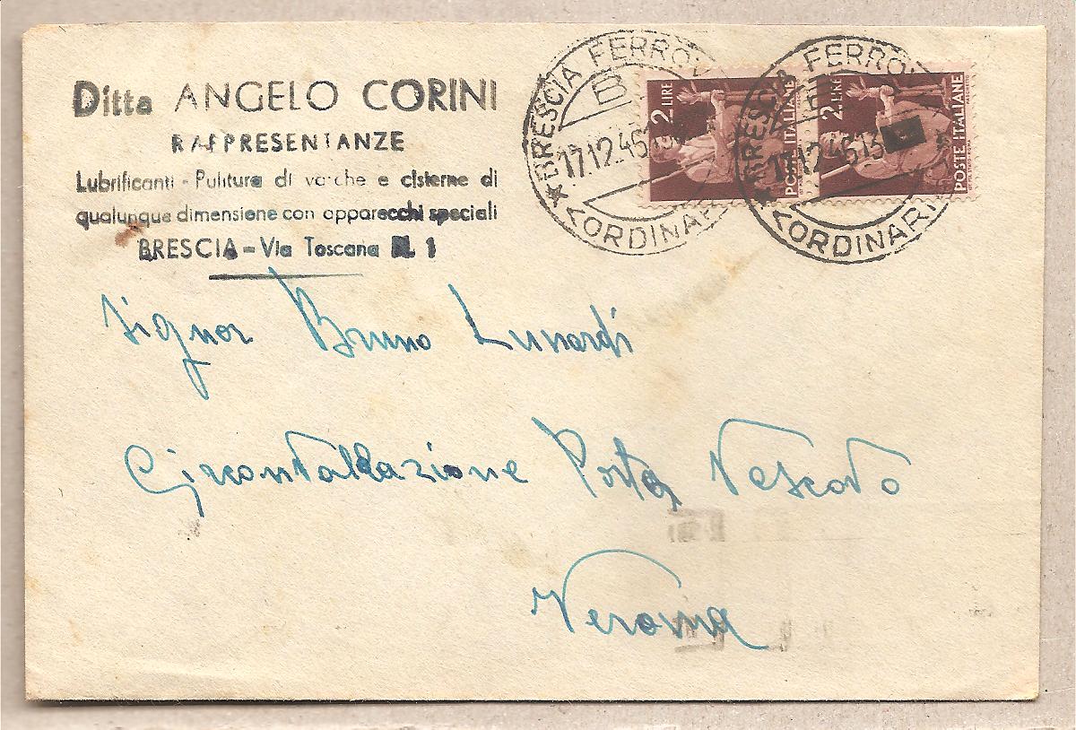 50633 - Italia - busta viaggiata da Brescia a Verona - 1946 * G