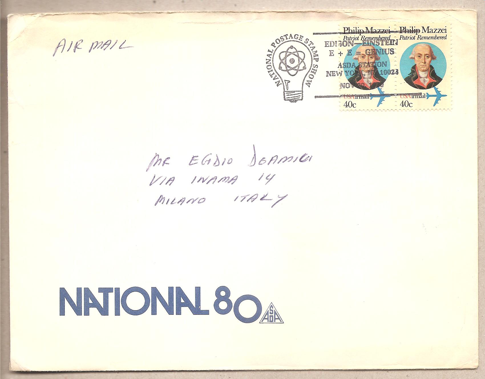 50636 - USA - busta usata per l Italia con annullo speciale: National Postage Stamp Show 1980 * G