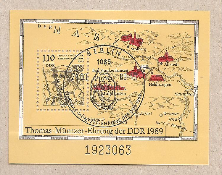 50776 - DDR - foglietto FDC: Thomas Munzer Block 97 - 1989 * G