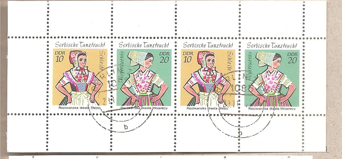 50781 - DDR - serie completa usata in minifoglio Michel 1723/4 (H-Blatt 13): Sobian Costumes - Smaller Edition - 1971 * G