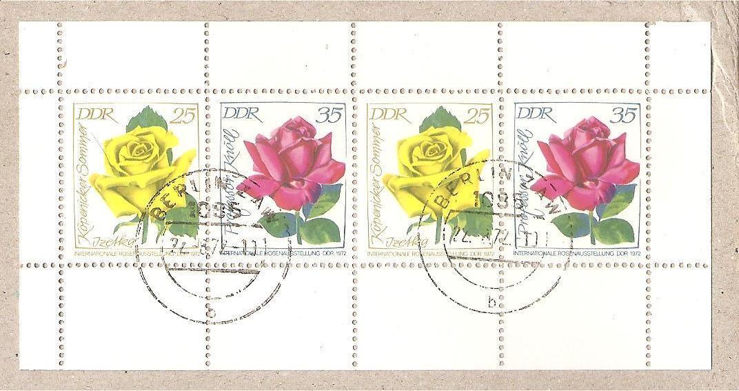 50783 - DDR - minifoglio usato Michel 1779/80 (H-Blatt 14): Esposizione internazionale delle rose - Edizione piccola - 1972 * G