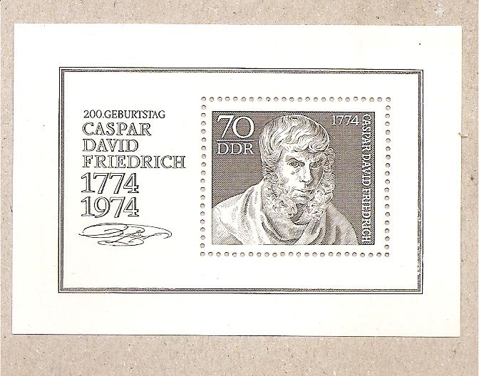 50832 - DDR - foglietto nuovo Michel Block 40: Paintings - The 200th Anniversary of the Birth of Caspar David Friedric - 1974 *G