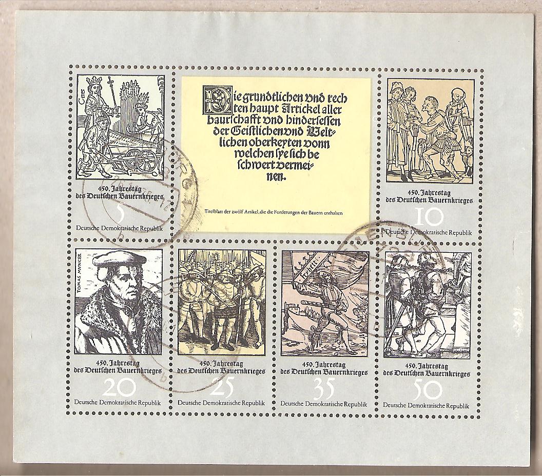 50836 - DDR - serie completa usata in blocco Michel 2013/8 - The 450th Anniversary of the German Peasant War - 1975 *G