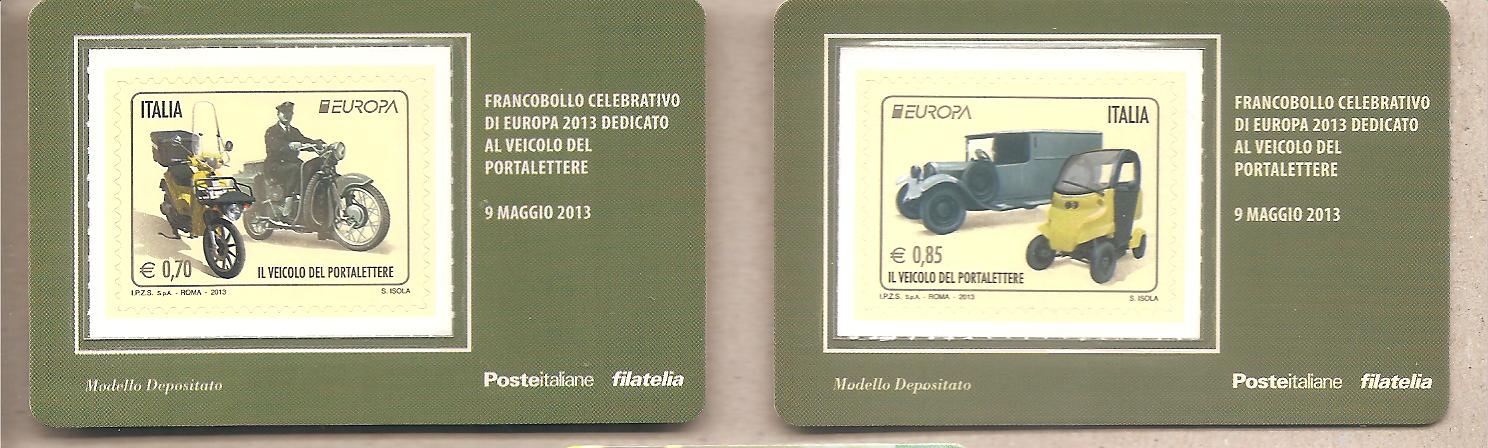 50841 - Italia - tessere filatelica in serie completa: Europa 2013  Veicoli dei portalettere