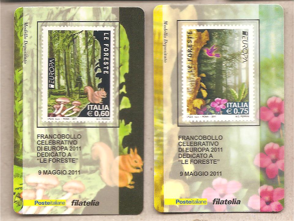 50842 - Italia - tessere filatelica in serie completa: Europa 2011  Le Foreste