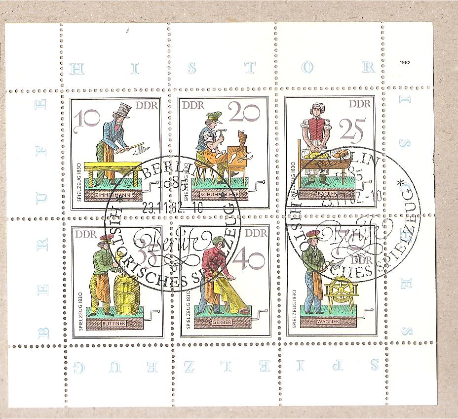 50872 - DDR - serie completa FDC con annullo speciale in blocco Michel 2758/63: Giocattoli di una volta - 1982 *G