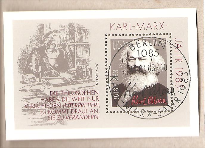 50876 - DDR - foglietto FDC con annullo speciale Michel Block 71: The 100th Anniversary of the Death of Karl Marx - 1983 *G