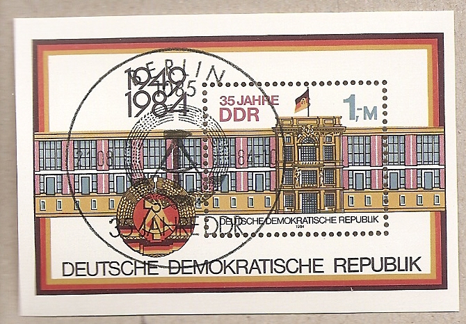 50886 - DDR - foglietto FDC con annullo speciale MICHEL Block 77: 35 anni della Repubblica democratica tedesca - 1984 * G