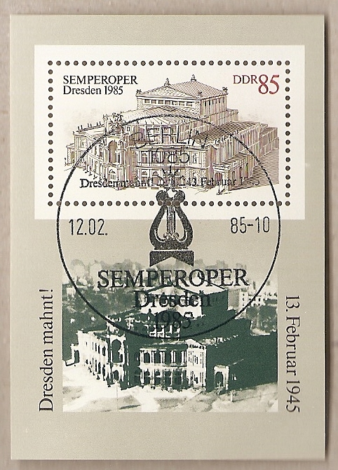 50889 - DDR - foglietto FDC con annullo speciale MICHEL Block 8: Riapertura del Teatro dell Opera, Dresda - 1985 * G