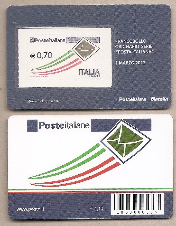 50911 - Italia - tessera filatelica serie  Posta Ordinaria  valore da  0,70 - 2013