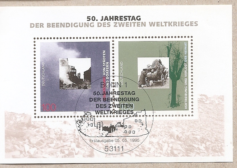 50920 - Germania - foglietto FDC con annullo speciale: 50 Anniversario della fine della 2 guerra mondiale - 1995 * G