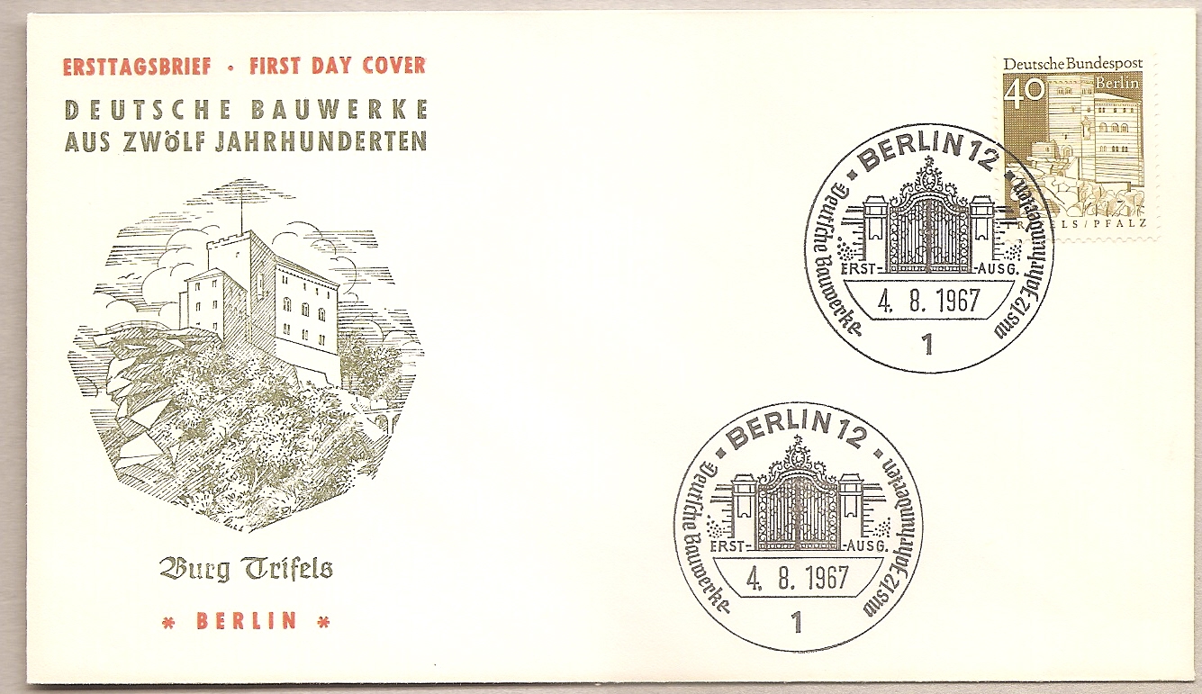 50954 - Berlino - busta FDC con annullo speciale: Costruzioni Tedesche del XII secolo Valore da 40 Pfg. - 1967