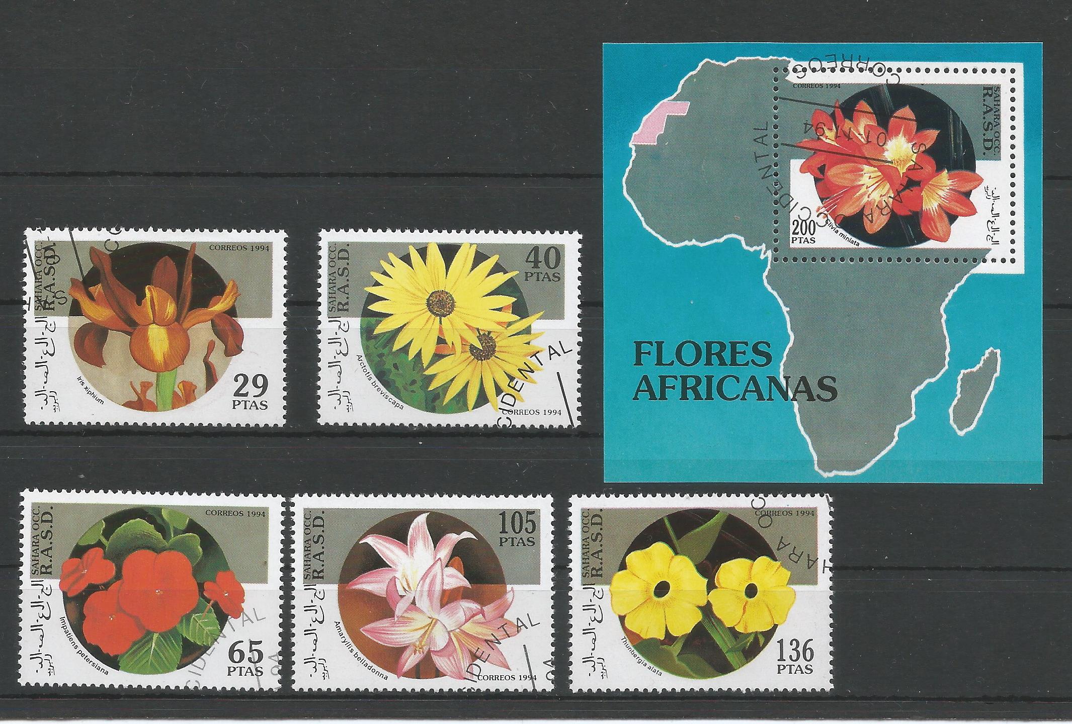 51144 - SAHARA OCCIDENTALE - 1994 - Flora africana - Serie compl. 5 val. + foglietto timbrati - (SAH001